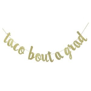 Gold Glitter Graduation Banner